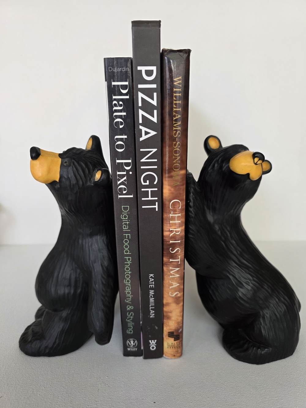 Bear Foots Black Bear Resin Bookends - Black and Yellow Accent Set Of 2